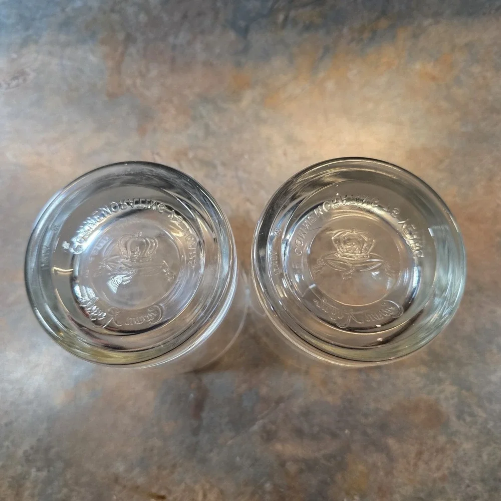 Set of 2 Crown Royal Glasses 75th Anniversary Embossed Base Rocks ITALY NO Chips